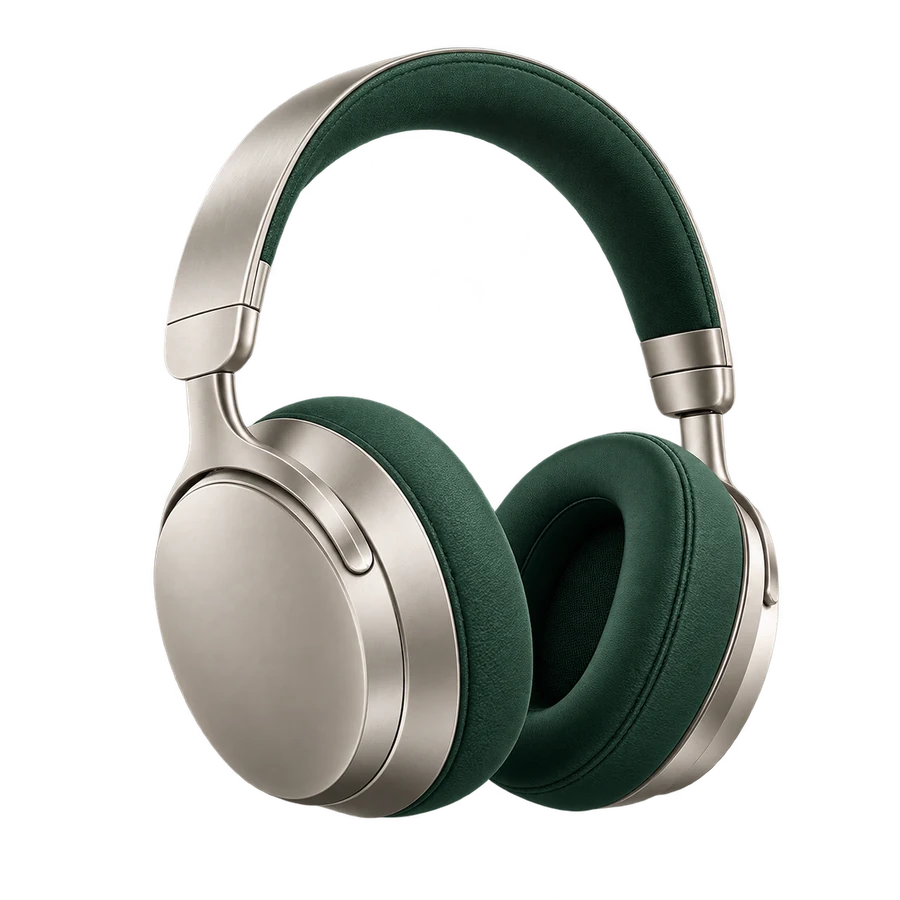 Concept headphones in brushed silver and forest green